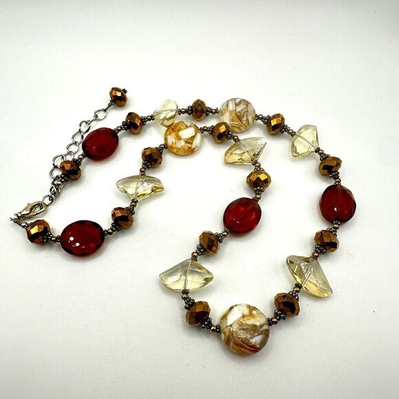 22" Swarovski Champagne Crystal, Glass and Resin/Shell beaded necklace! - Picture 1 of 13